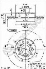 Диск гальмівний SEAT TOLEDO, SKODA YETI, VW GOLF VI передн. вент. (вир-во BREMBO) BREMBO 09914511 на SKODA SUPERB седан (3U4)