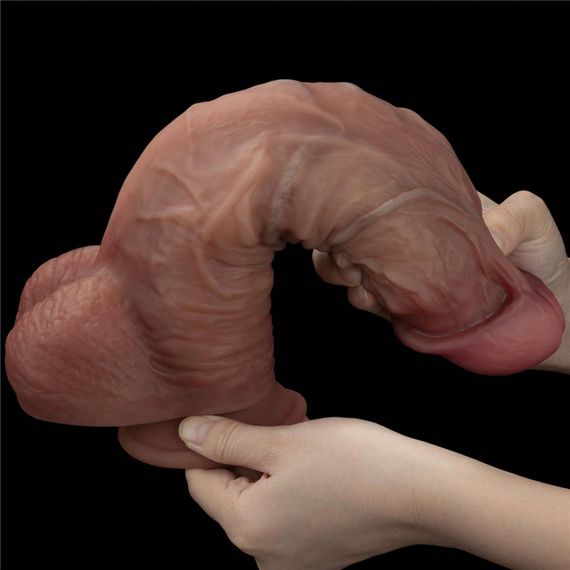 Фалоімітатор - Dual-Layered Silicone Cock XXL 10.5" Brown Sex Aura | Зображення 4