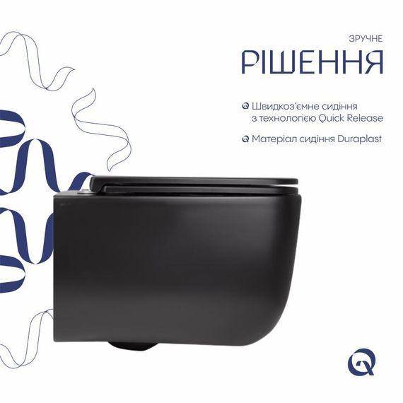 Унітаз підвісний Qtap Gemini безобідковий із сидінням Soft-close QT2533076EUQMB | Зображення 3