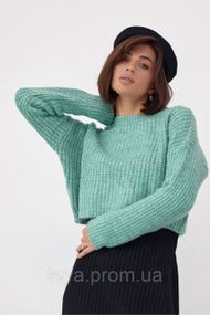 В'язаний укорочений джемпер oversize колір м'ятний розмір S FL_000858