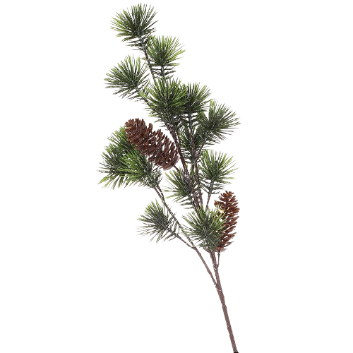 Декоративная ветка кедра с шишками в льду 60см