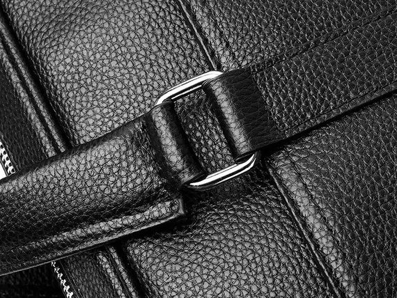 Портфель мужской кожаный для документов А4 и ноутбука черный | Зображення 9