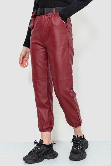 Штани жіночі з екошкіри, колір бордовий, 186R5205 | Зображення 2