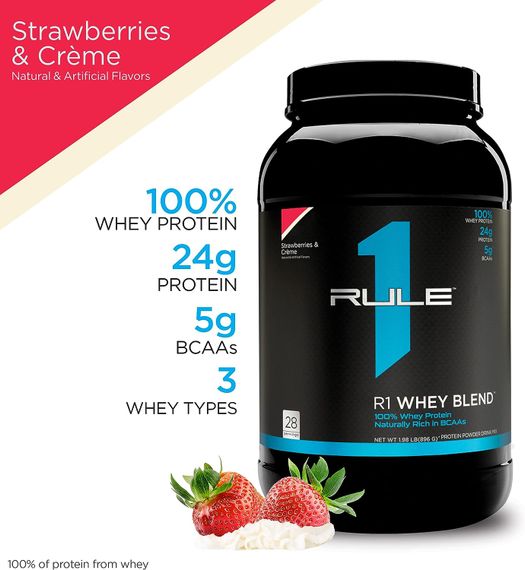 Протеин Rule One Whey Blend 908 gram (Strawberries &amp; Creme) | Зображення 2