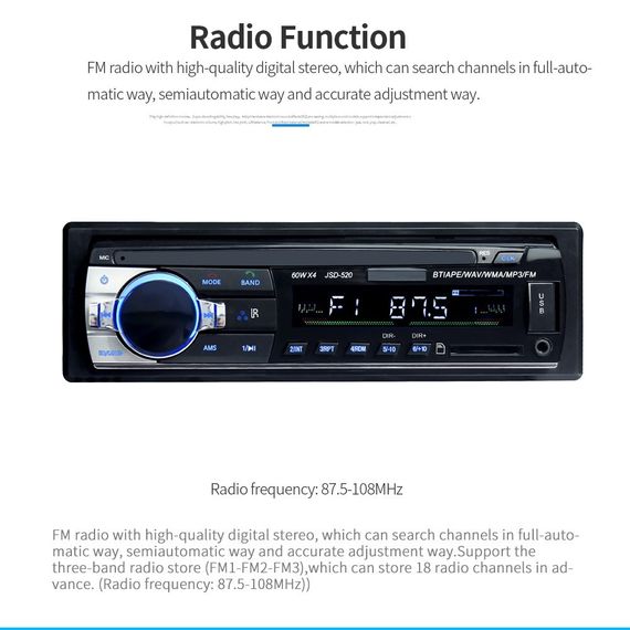 Автомагнітола MP3 SA 520 ISO +ВТ (колір відомий) (43175-SA 520_338) | Зображення 6