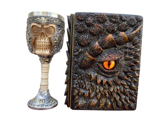 Подарунковий набір Келих 3D Череп у Шоломі та Блокнот 3D «Жар Серця Дракона»