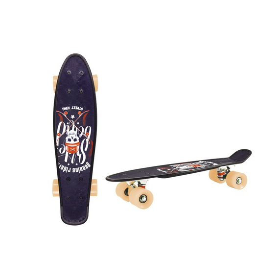 Детский скейт, пенни борд 22" SC20402 (RL7T) Skull, PU колеса, дека 56*15 cm Бежевый