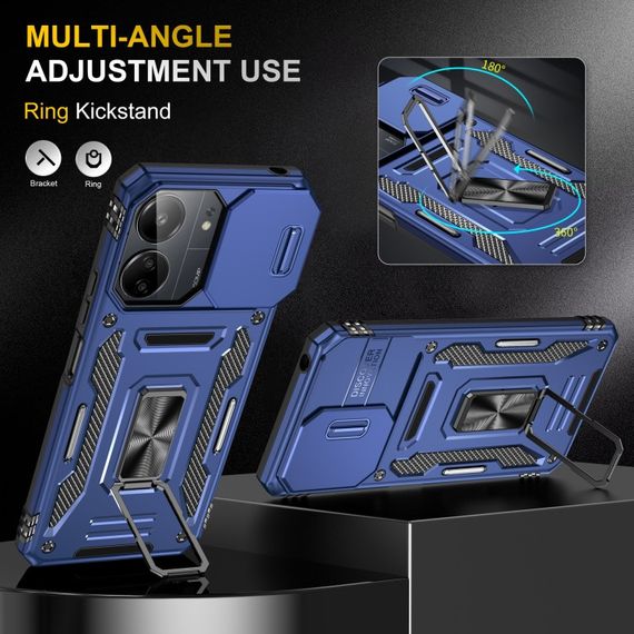 Ударостійкий чохол Camshield Army Ring для Xiaomi Redmi 13C / Poco C65 Синій / Navy | Зображення 3