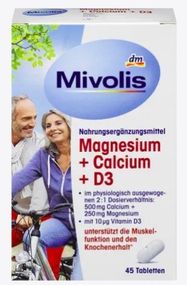 Вітаміни Міволіс Магній + Кальцій + D3 Mivolis Magnesium + Calcium + D3, Tabletten 45 St.