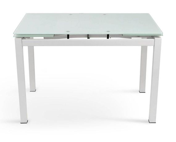 Розкладний скляний стіл Венді XS-1025 80-130х65 см, біле скло на білому металевому каркасі | Зображення 7