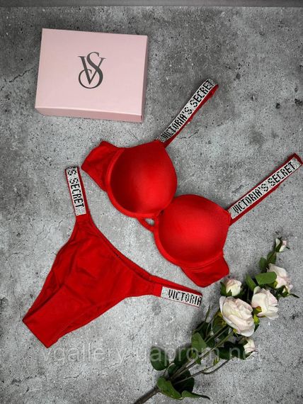 Комплект жіночої білизни Victoria's Secret Сексуальний червоний комплект білизни зі стразами