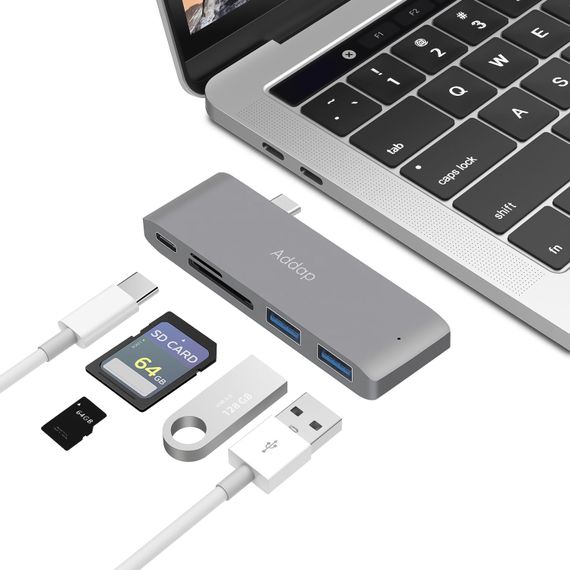 Мультифункциональный USB Type-C хаб Addap MH-07 | концентратор для ноутбука 5в1: USB 3,0 + SD + MicroSD + Type-C | Зображення 2