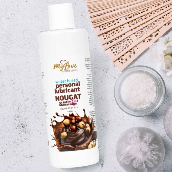 2в1 лубрикант та масажний гель - MyLove Aroma Series Intim&Massage Nougat, 300 мл Sex Aura | Зображення 2