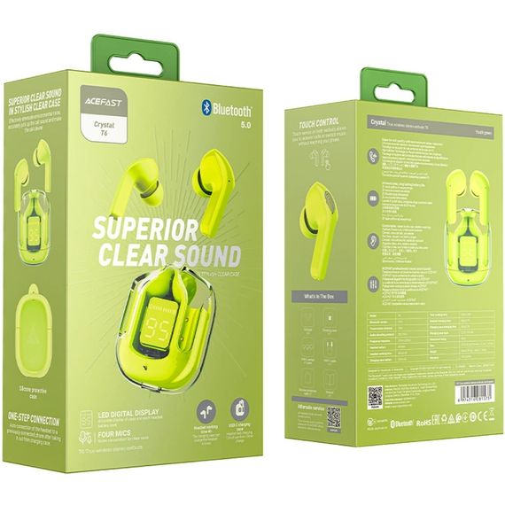 Навушники TWS Acefast T6 youth green | Зображення 2