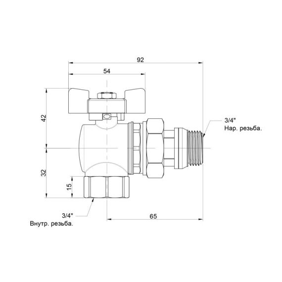 Кран кульовий Icma FAR. ROSSA 3/4" кутовий №362 | Зображення 1