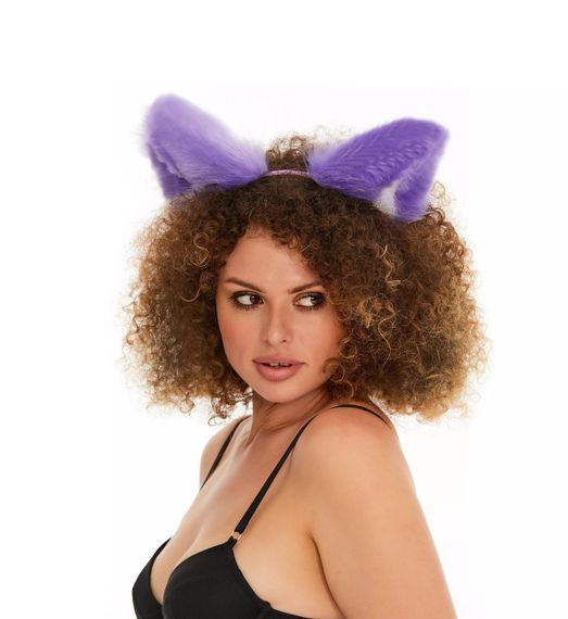 Меховые ушки кошки двухцветные: Фиолетовый, белый OKOVA sexstyle | Зображення 2