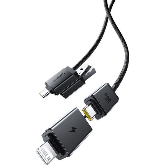 Дата кабель Baseus Versatile Two-for-Two USB/Type-C to Type-C/Lightning 60W (0.6m) (P10383000) Cosmic Black | Зображення 2