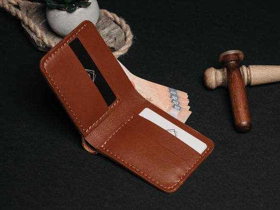 Шкіряний біфолд Skin and Skin Slim 11.5х9 см Коньячний (SW03CO) | Зображення 6