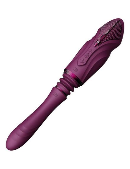 Компактна смарт секс-машина Zalo – Sesh Velvet Purple, 2 насадки, пульт ДК, кристал Swarovski Sex Aura | Зображення 3