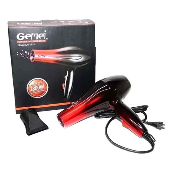 Фен професійний для волосся з насадкою GEMEI GM 1719 1800 Вт чорний (GM 1719 ) | Зображення 4