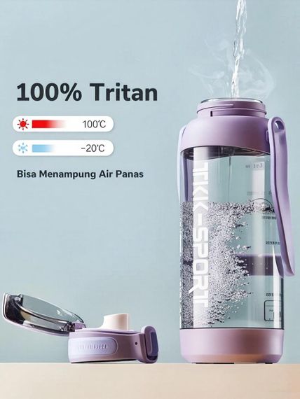 Бутылка TKK 1400 мл - Фиолетовая Tritan BPA-free, ударопрочная, спортивная с двойной системой переноски | Зображення 4