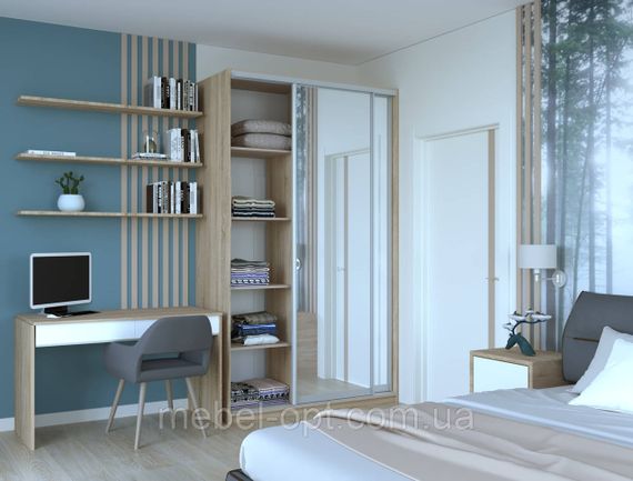 Шафа купе Сіті 24 Doros Дуб Сонома 2 Дзеркала 140х60х240 (42002073) | Зображення 2