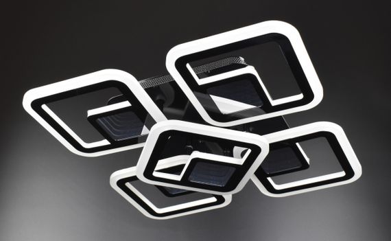 Люстра світлодіодна стельова LED світильник для квартири на стелю лед з пультом 26025 Чорний 10х40х40 см.