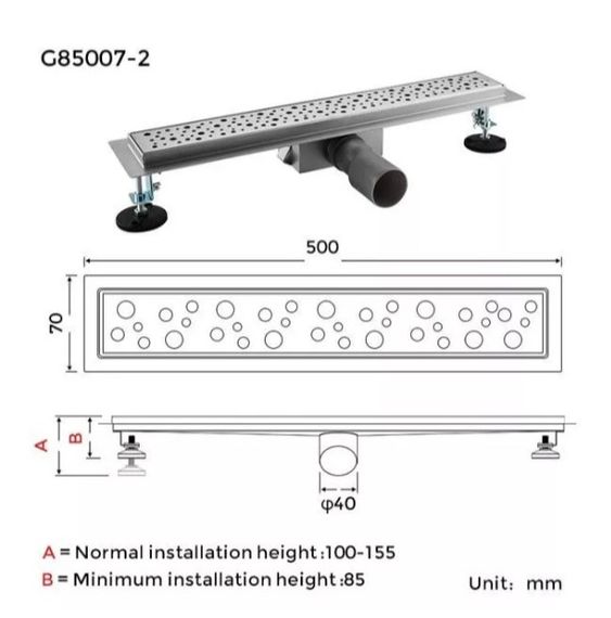 Душовий трап Gappo 70х500 мм, нержавіюча сталь G85007-2 | Зображення 7