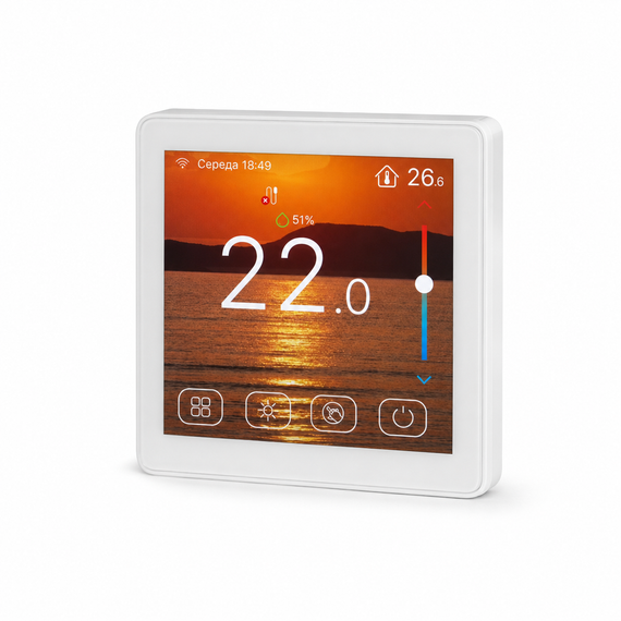 114351 Комнатный сенсорный термостат с WiFi управлением Tervix Pro Line WiFi TouchScren Thermostat (котел), белая рамка | Зображення 2