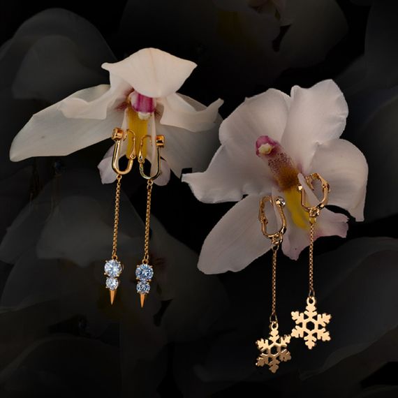 Прикраси для клітора та статевих губ UPKO Non-pierced Jewelry Snowman з гірським кришталем, золотисті Sex Aura | Зображення 5