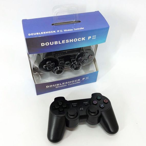 Игровой беспроводной геймпад Doubleshock PS3/PC аккумуляторный джойстик с функцией вибрации. Цвет: черный | Зображення 9