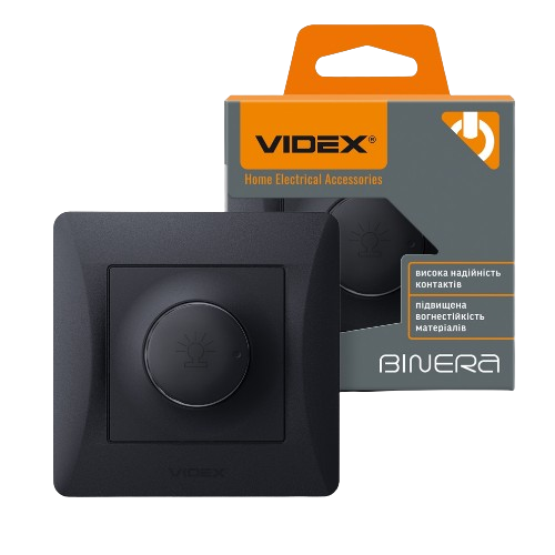 BINERA чорний графіт Вимикач диммерний 600W Videx | Зображення 1