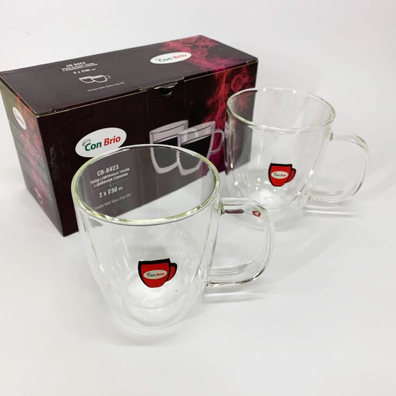Кружка для кофе с двойным дном Con Brio CB-8423-2, 2шт, 230мл, Чашка с двойной стенкой SY-93 | Зображення 1