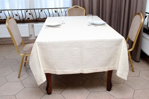 Скатертина Kayra "Шахматка", 160 х 285 см Білий | Зображення 1