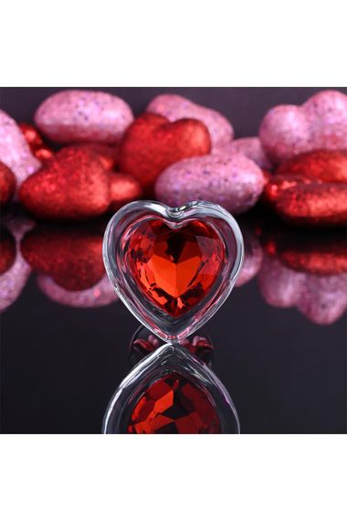 Скляний анальний затор ADAM ET EVE RED HEART GEM GLASS PLUG SMALL | Зображення 4