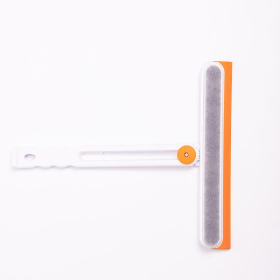 Скребок для миття скла складний з абразивною губкою та гумовим лезом для вікон дзеркал душу Помаранчевий HP-35015-27O | Зображення 1