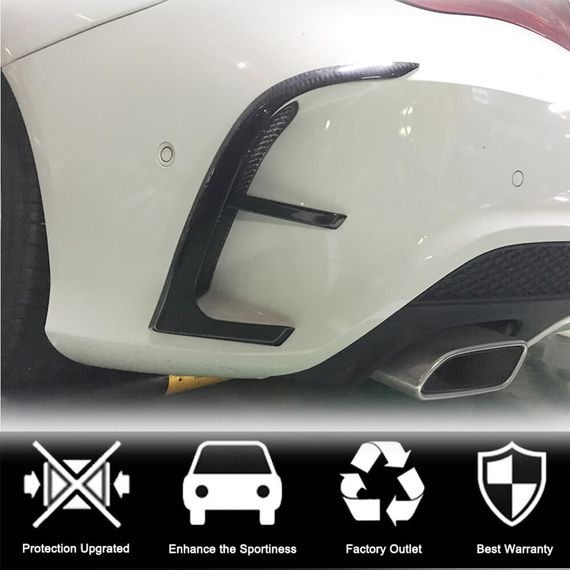 Накладки на задній бампер (для AMG-Line / CLA45 AMG SD 2013-2016, Карбон) для Mercedes CLA C117 рр | Зображення 1