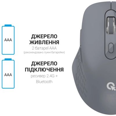 Мышка OfficePro M230G Silent Click Wireless/Bluetooth Gray (M230G) | Зображення 5