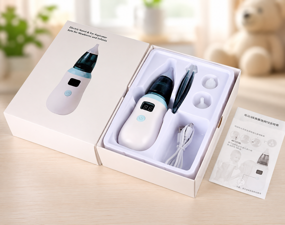 Аспиратор детский аккумуляторный 2-в-1 BABY NOSE с LED-дисплеем и регулятором мощности (WO-19) | Зображення 3