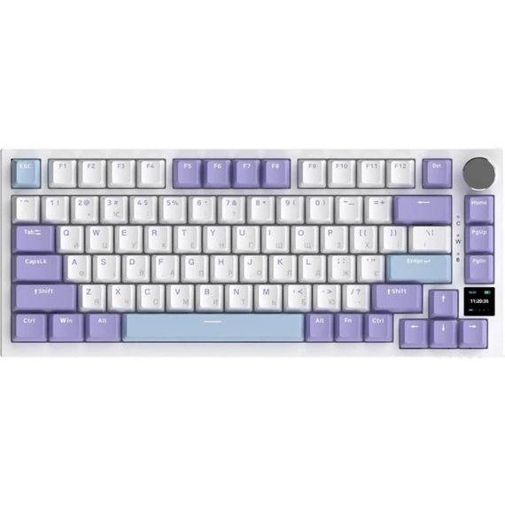 Клавіатура бездротова Ajazz Pro Flying Fish Switch Purple AK820PRO-FF-PWB біла з фіолетовим | Зображення 1