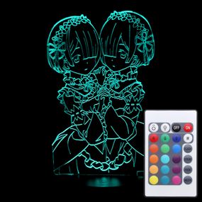 Акриловий світильник-нічник з пультом 16 кольорів Рем и Рам tty-n001197