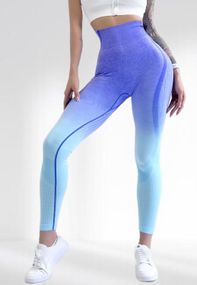 Лосіни пуш ап для фітнесу з високою талією LILAFIT Блакитний градієнт М (LFL000023)