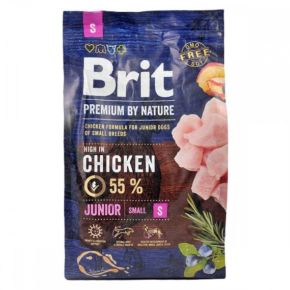 Корм сухий Brit Premium Dog Junior S для молодих собак дрібних порід від 1 до 12 місяців вагою 1-10 кг з куркою 3 кг | Зображення 3