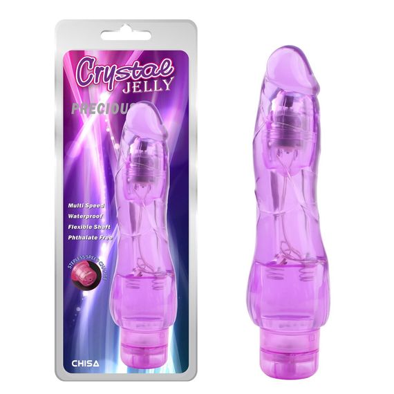 Вібромасажер реалістичний Chisa Jelly Crystal Precious на батарейках, фіолетовий Sex Aura | Зображення 1