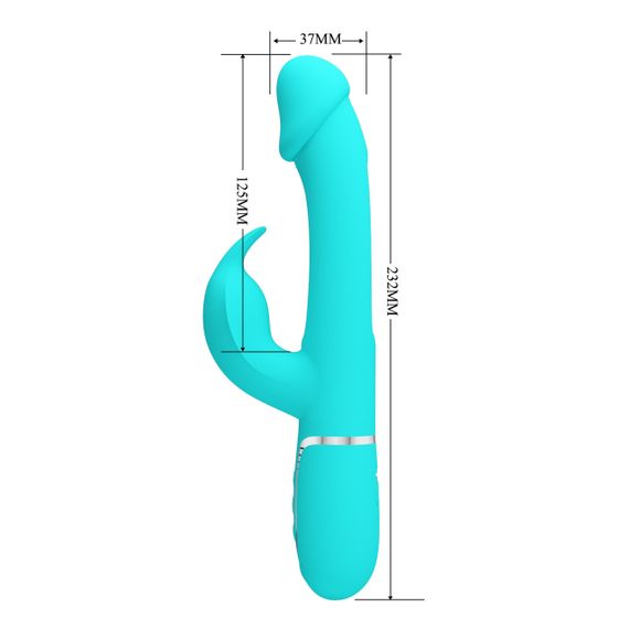 Вібратор із стимулятором клітора PRETTY LOVE — Kampas Rabbit 3 in 1 Green, BW-500025-1 Sex Aura | Зображення 8