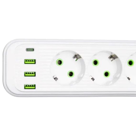 Мережевий фільтр-подовжувач 5 розеток 3xUSB-A 1xUSB-C 5м білий HP-5-39 | Зображення 2