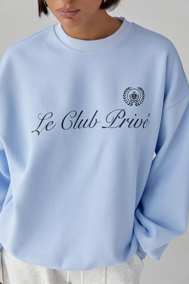 Утеплений світшот із написами - блакитний цвет, ONE SIZE (є розміри) | Зображення 3