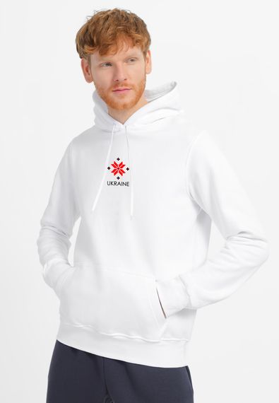 Худі чоловіче біле з принтом "Вишиванка на спині", M | Зображення 1