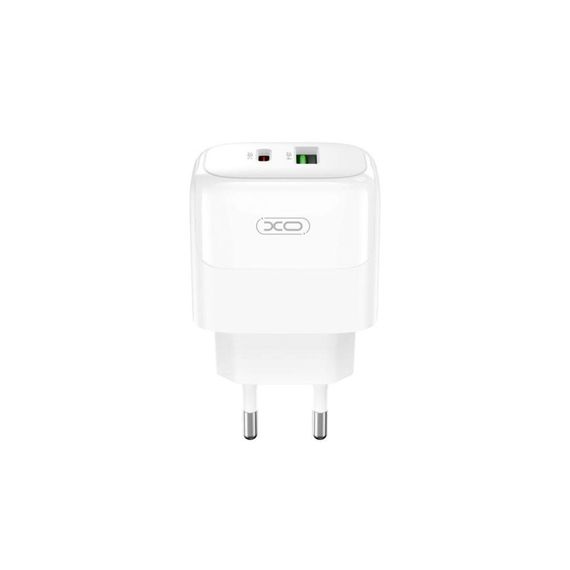 Мережевий Зарядний Пристрій XO L137 1USB-C/1USB PD/QC 20W+Type-C to Lightning Колір Білий | Зображення 1