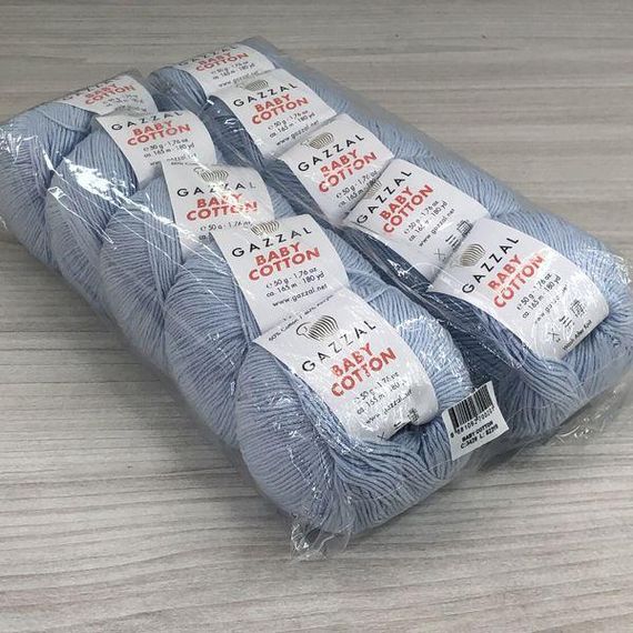 Пряжа Gazzal – Baby Cotton колір 3429 Світло блакитний | Зображення 3